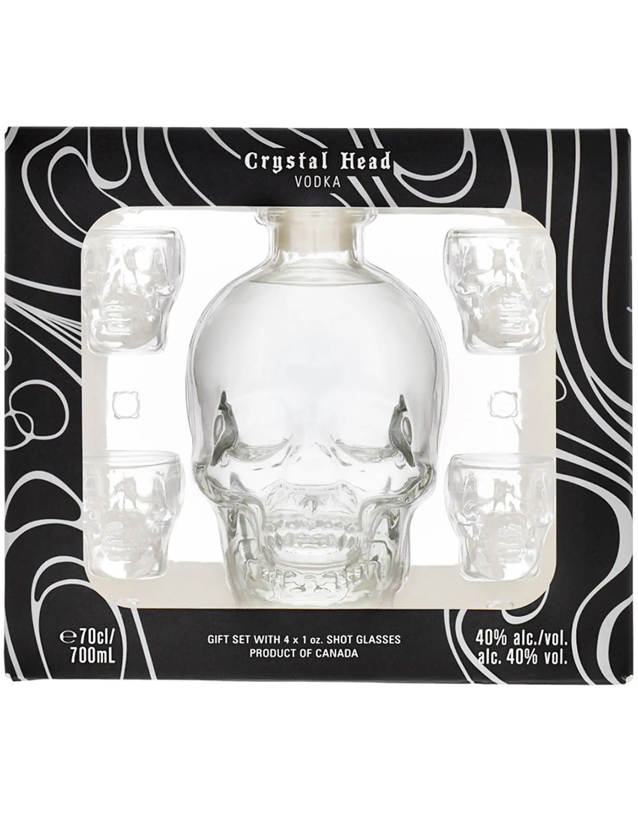 Crystal Head Vodka + 4 Crystal Skull Shot Glasses Gift Pack