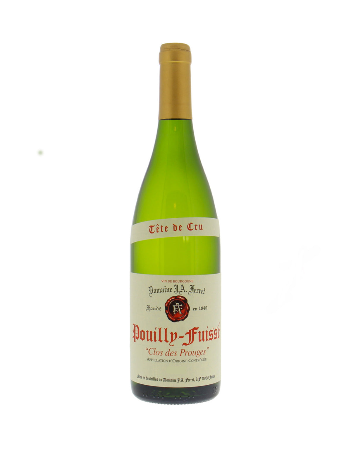 Domaine J.A. Ferret Pouilly Fuisse Tete de Cru 'Clos des Prouges' 2018 - ZYN THE WINE MARKET LTD.
