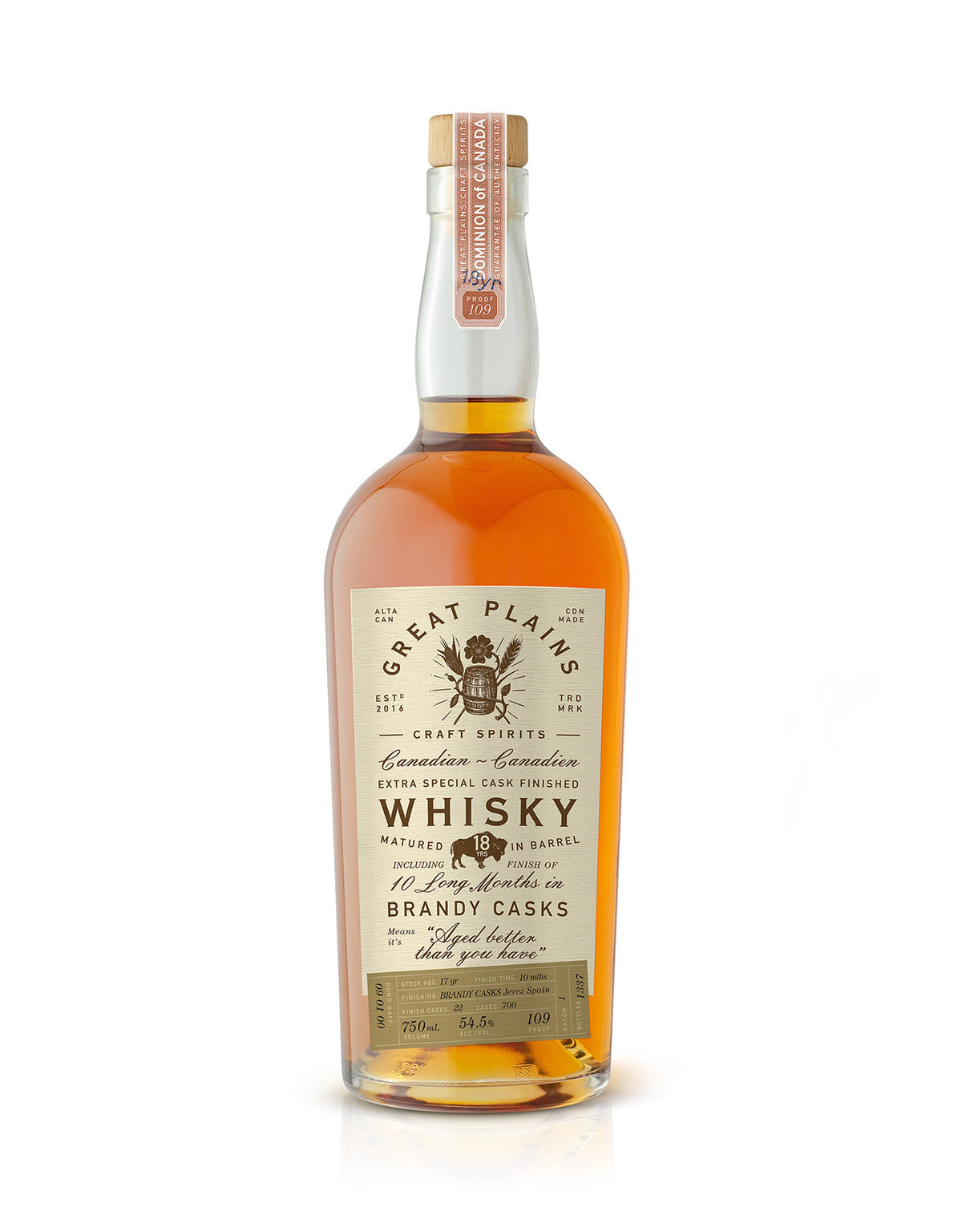 Great Plains Brandy Cask Finish 18 Year Old Whisky - ZYN THE WINE MARKET LTD.