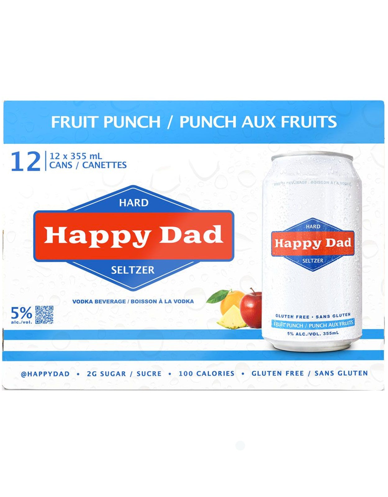 Happy Dad Hard Seltzer Fruit Punch 355 ml - 12 Cans