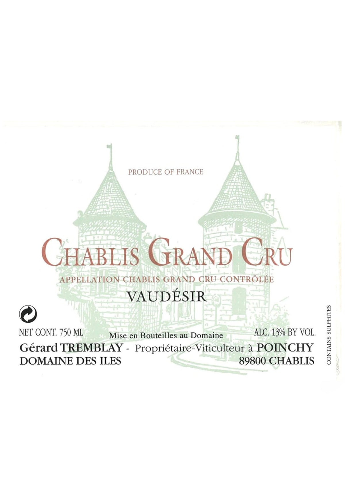 Tremblay Chablis Vaudesir Grand Cru 2022 - ZYN THE WINE MARKET LTD.