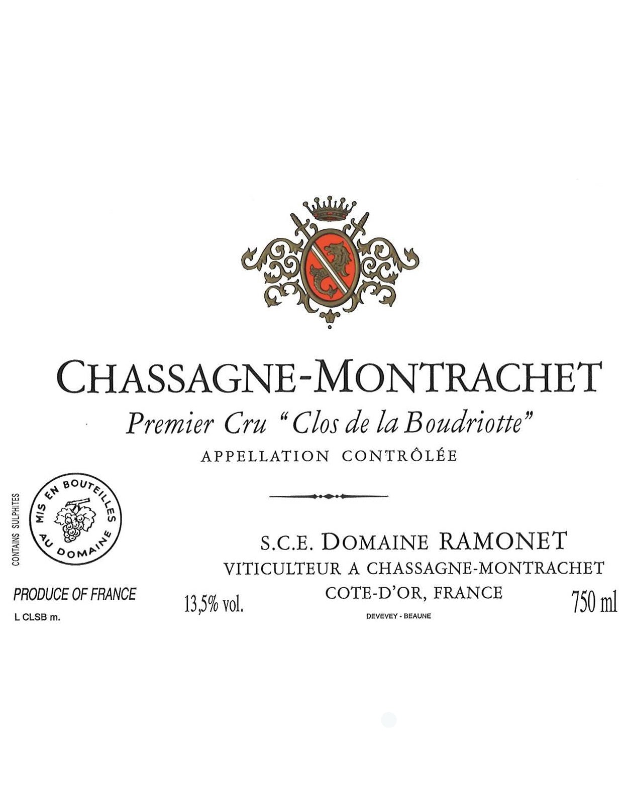 Domaine Ramonet Chassagne Montrachet Rouge Premier Cru 'Clos de La Boudriotte' 2018