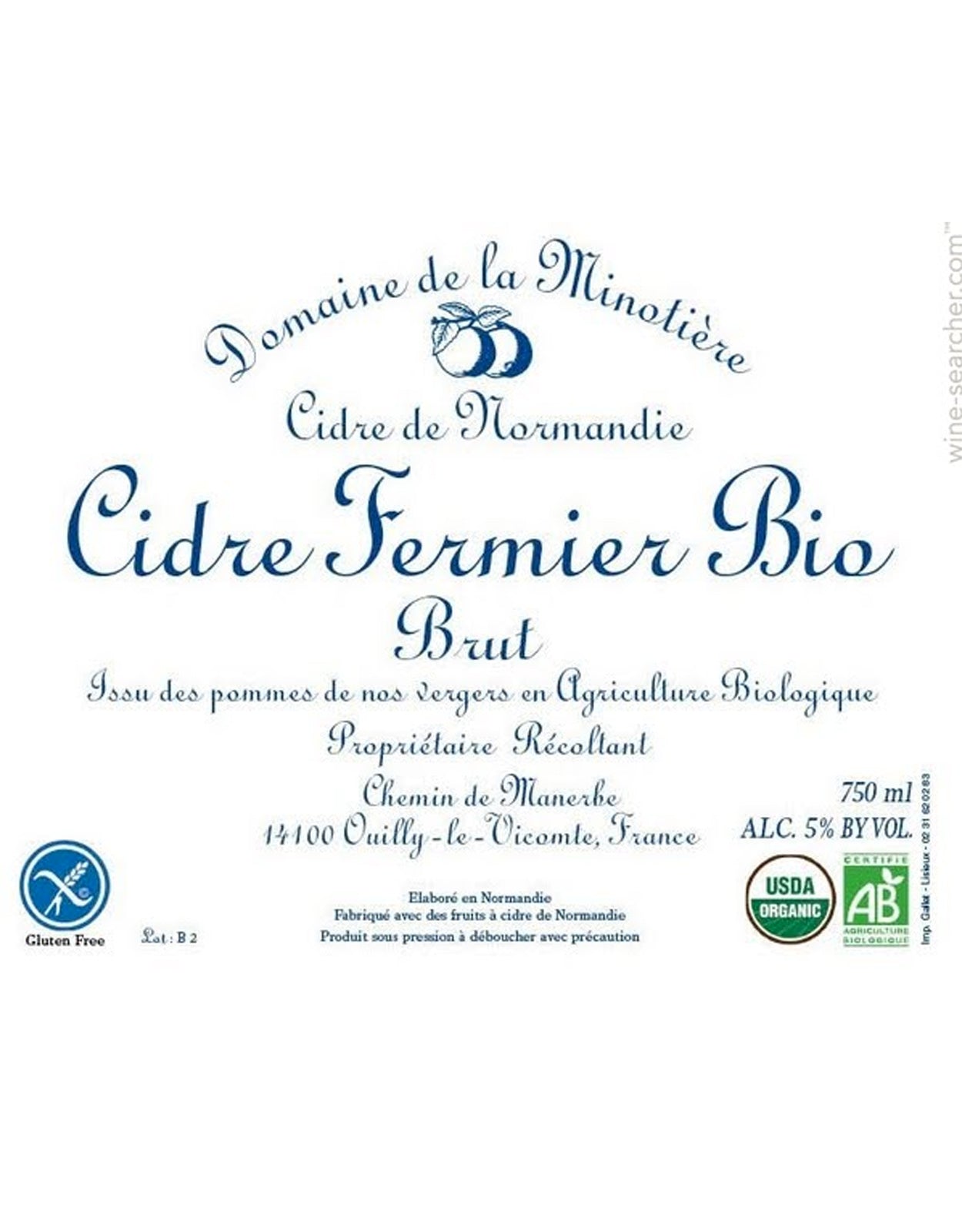 Domaine De La Minotiere Cidre Bouche Bio Brut