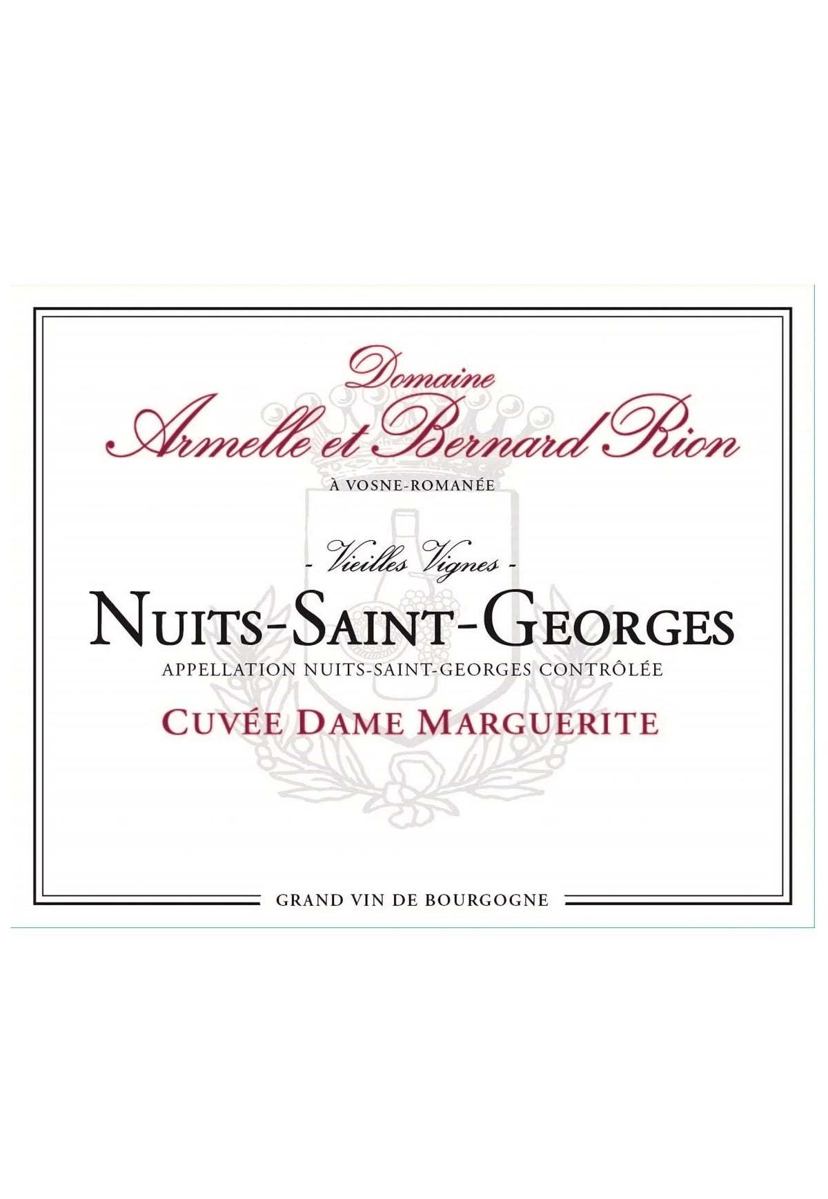 Domaine Armelle et Bernard Rion Nuits Saint Georges 'Cuvee Dame Marguerite' 2019 - ZYN THE WINE MARKET LTD.