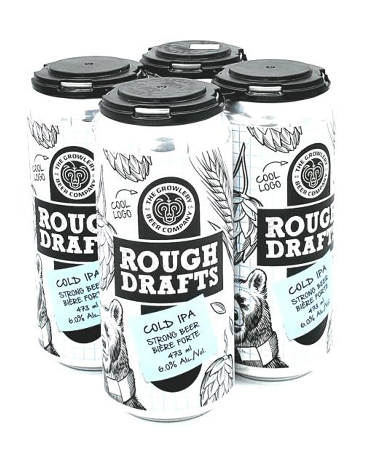 The Growlery Rough Drafts Cold IPA 473 ml - 4 Cans