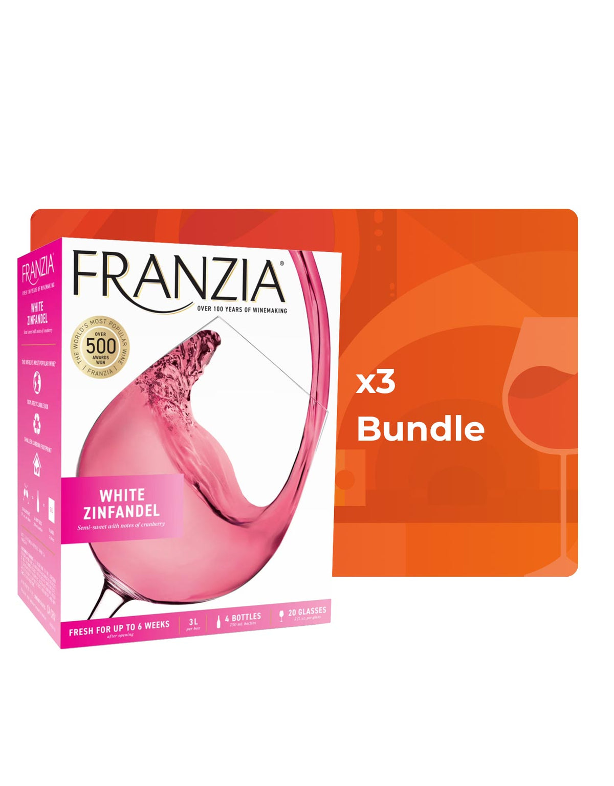 Franzia Rose White Zinfandel - 3 Litre Box - Bundle & Save